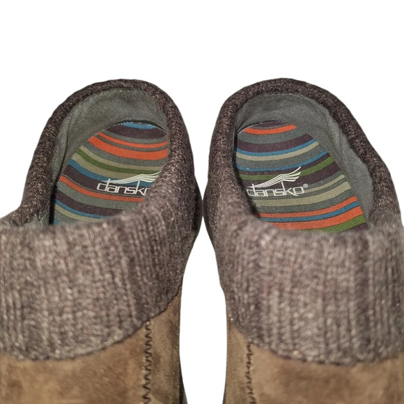 Dansko Women SZ 38/7.5 Eartha Brown Suede Slip-On Comfort Mules Clogs Shoes - Picture 9 of 15